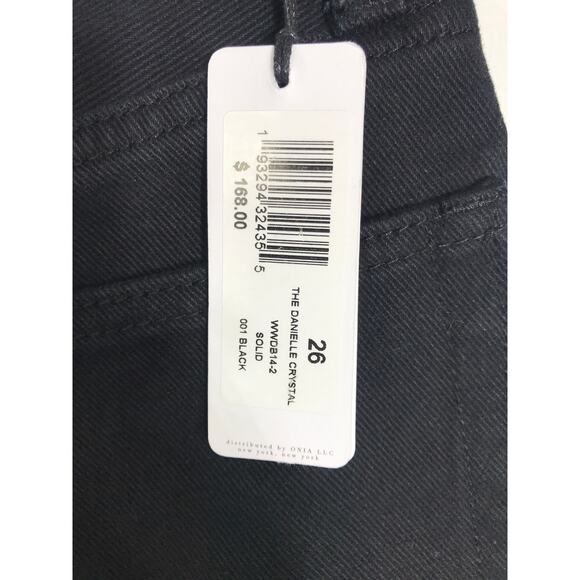 WEWOREWHAT NWT Danielle Black Crystal Button Straight Leg Jean Womens 26 Preppy - Picture 6 of 13